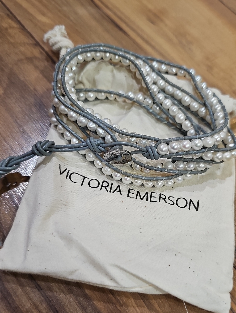 Victoria Emerson Pearl Wrap Bracelet in Silver-White